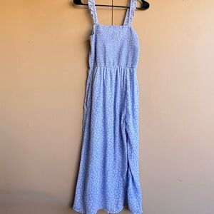 Abercrombie and Fitch light blue and white midi smocked dress
